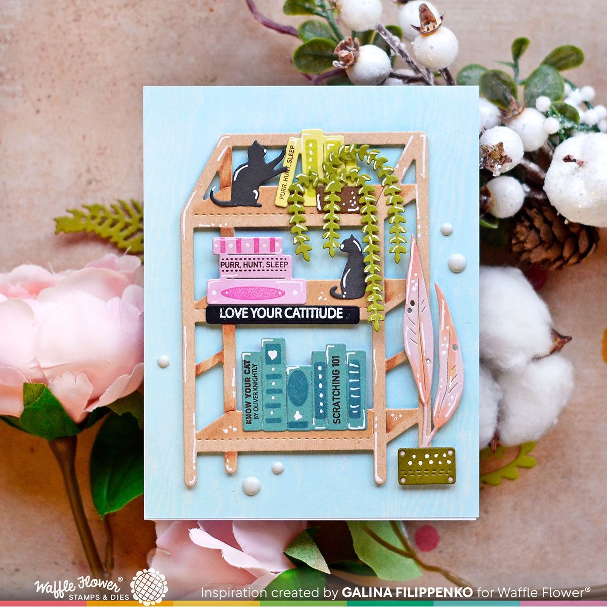 Waffle Flower Three-Tiered Shelf Die 421567 love your attitude