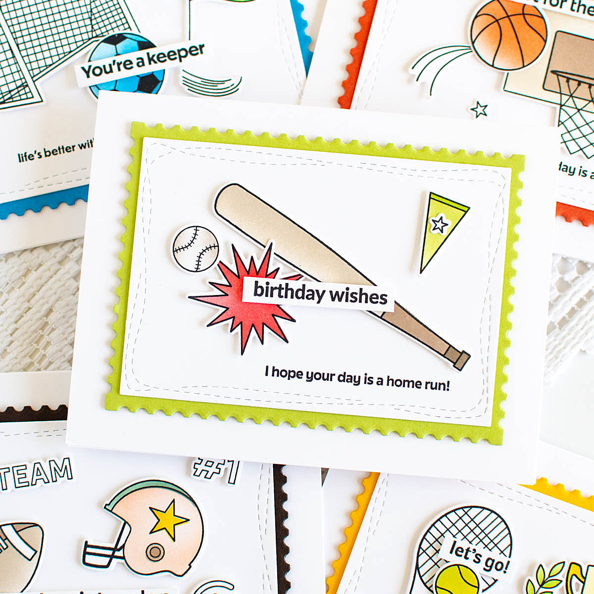 Rainbow Splash Stencil Baseball rss108c Birthday Card | color-code:ALT01