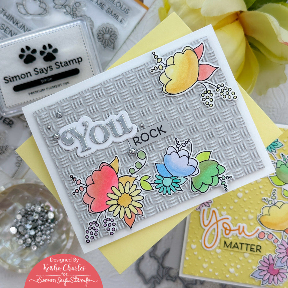 Simon Says Stamp Embossing Folder Basket Weave sf462 Stamptember Encouragement Card