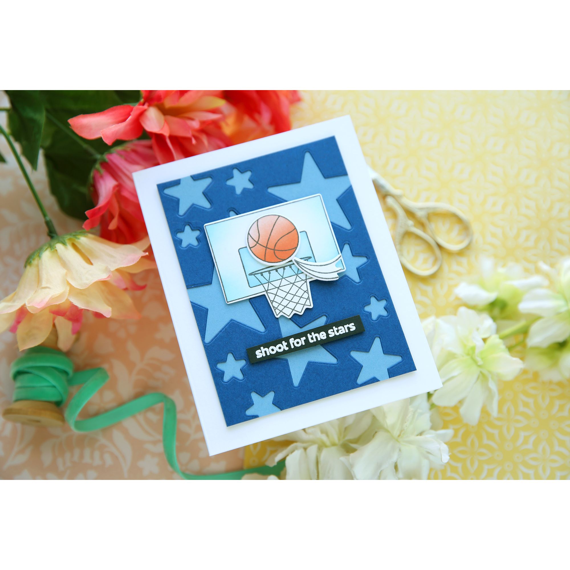 Rainbow Splash Stamps and Dies Basketball rs42set Encouragement Card | color-code:ALT02