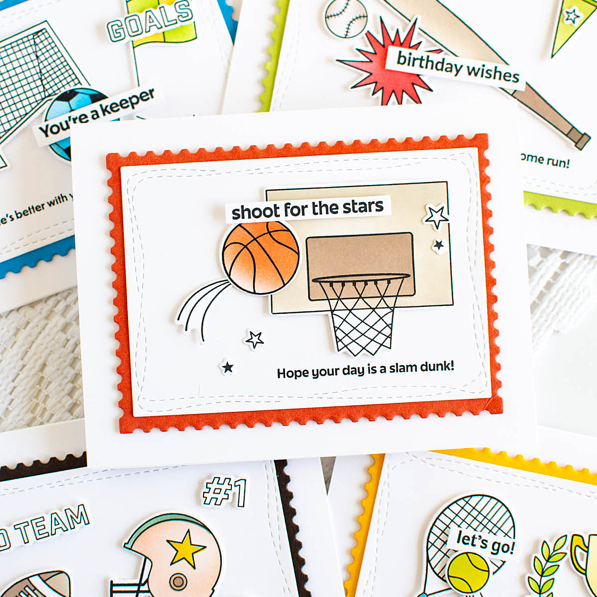 Rainbow Splash Stamps and Dies Basketball rs42set Birthday Card | color-code:ALT01