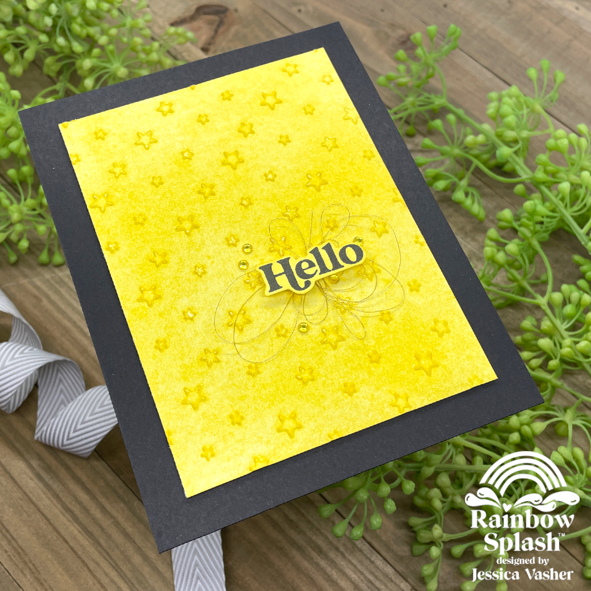 Rainbow Splash Cardstock Black rsc16 Hello Card
