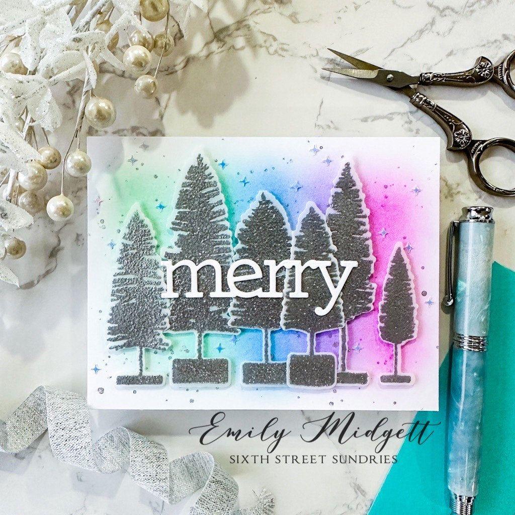 Tim Holtz Bottle Brush Trees Stamps With Simon Says Stamp Dies Bundle setbb24