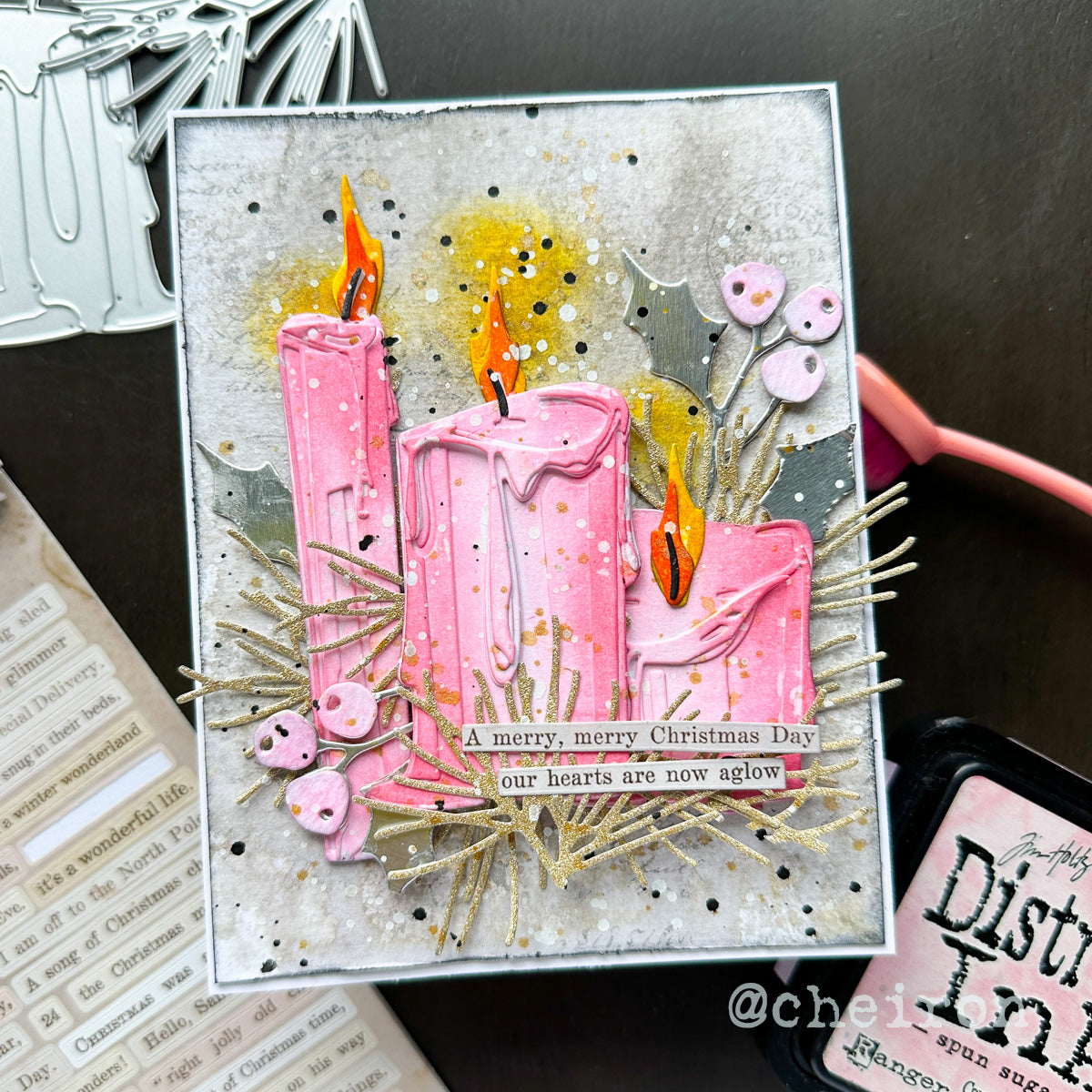 Tim Holtz Cling Rubber Stamps LEDGER SCRIPT CMS241 pretty candles | color-code:ALT03