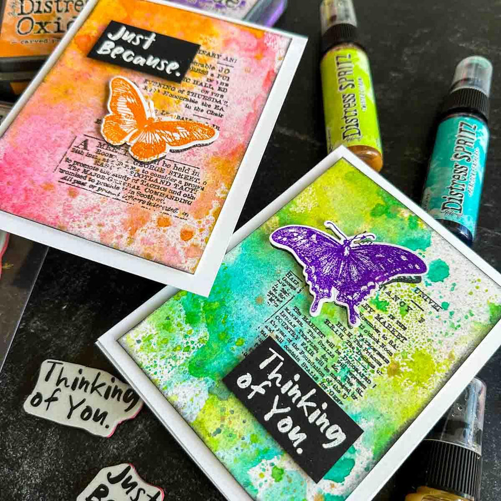 Tim Holtz Distress Embossing Glaze Wilted Violet Ranger tde79248 Botanic Collage Cards | color-code:ALT03