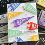 Tim Holtz Distress Oxide Ink Pad Cracked Pistachio Ranger TDO55891 Happy Birthday Pennant Card | color-code:ALT01