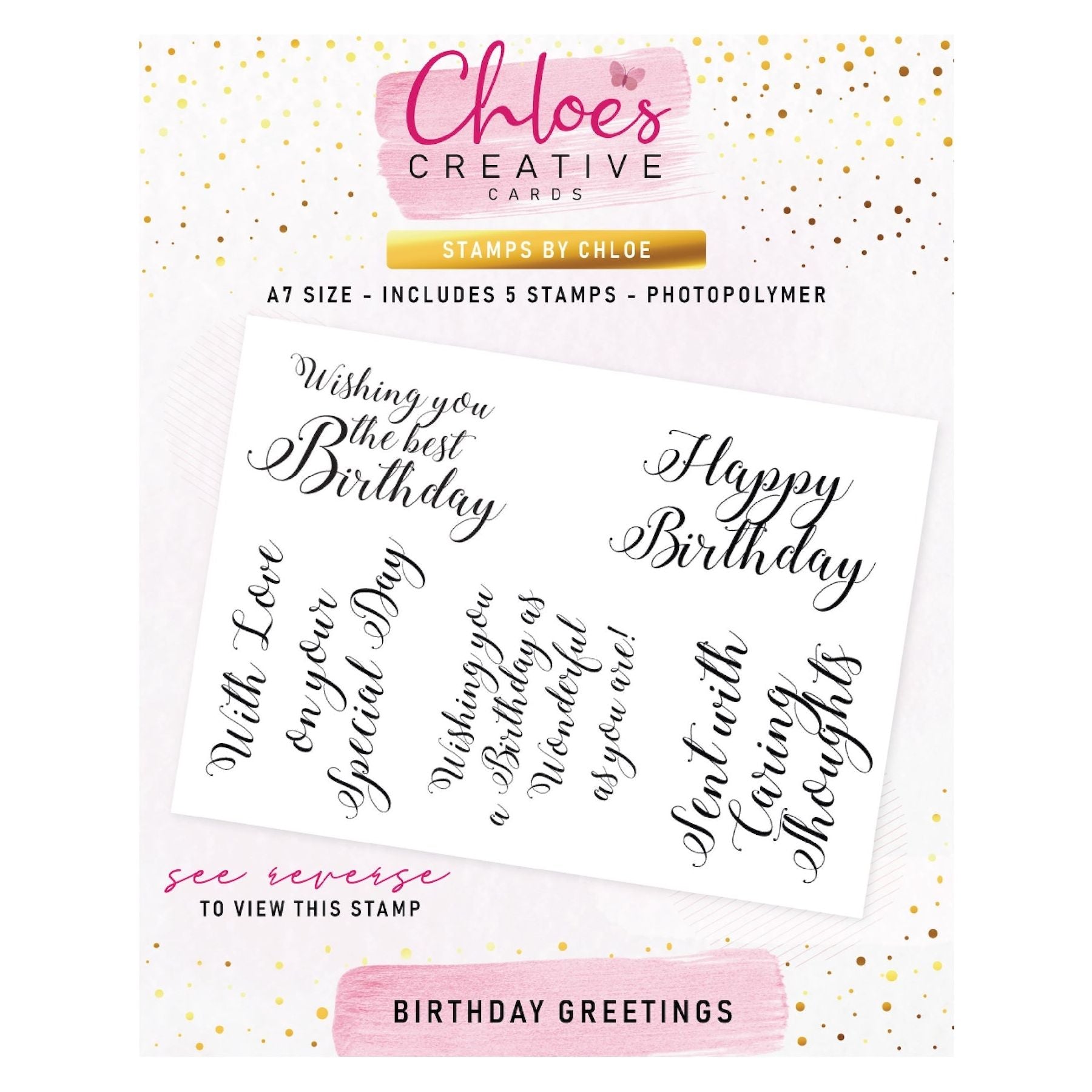 Chloe's Creative Cards Birthday Greetings Clear Stamp Set c-stam-birgr