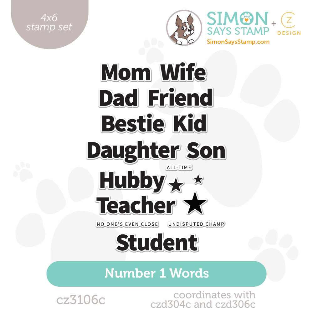 CZ Design Clear Stamps Number 1 Words cz3106c Every Happiness