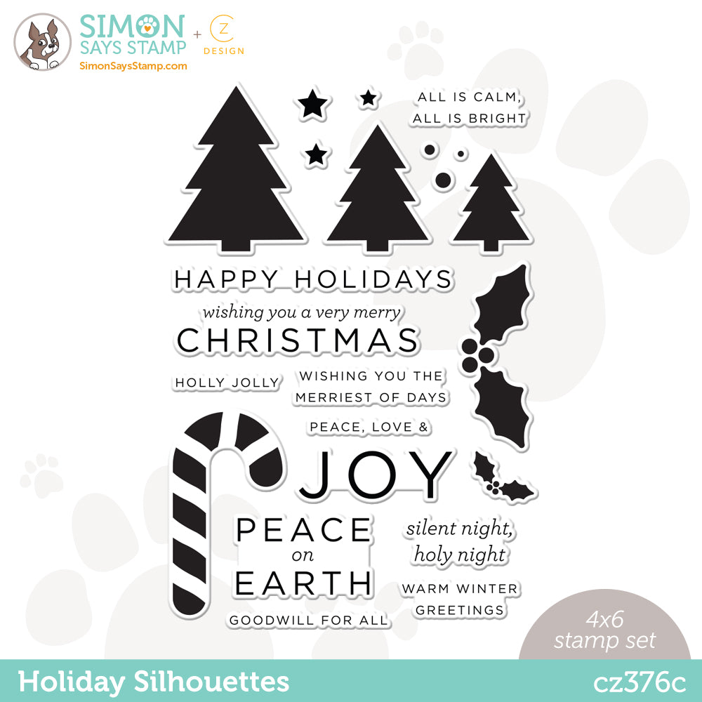 CZ Design Clear Stamps HOLIDAY SILHOUETTES cz376c Peace On Earth