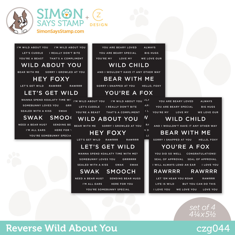 Simon Says Stamp Sentiment Strips REVERSE WILD ABOUT YOU czg044 Hugs
