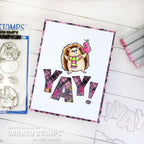 Whimsy Stamps Yay Word Dies WSD205 hedgehog cutie