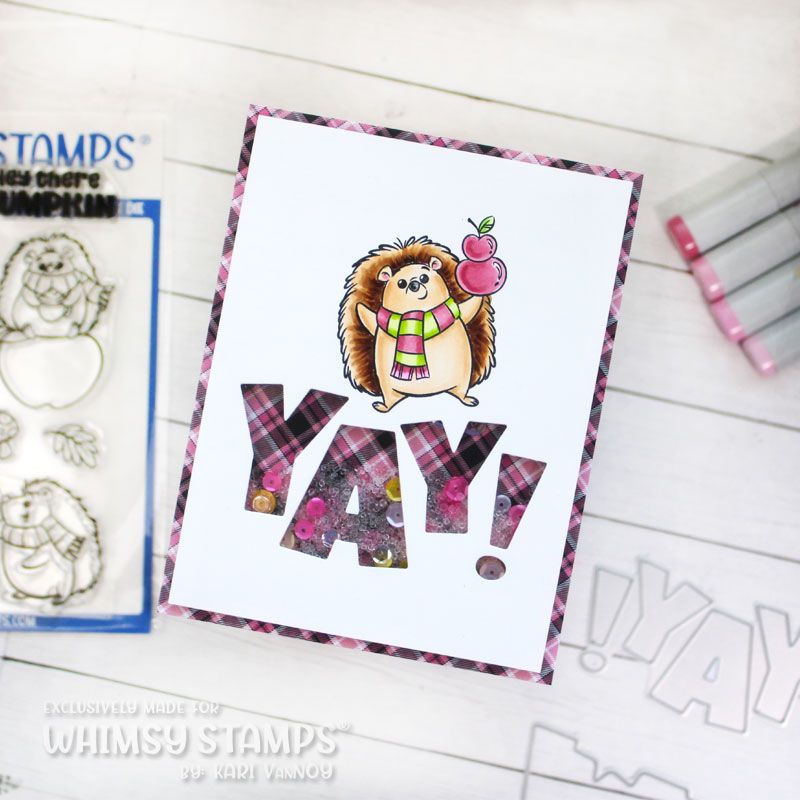 Whimsy Stamps Yay Word Dies WSD205 hedgehog cutie