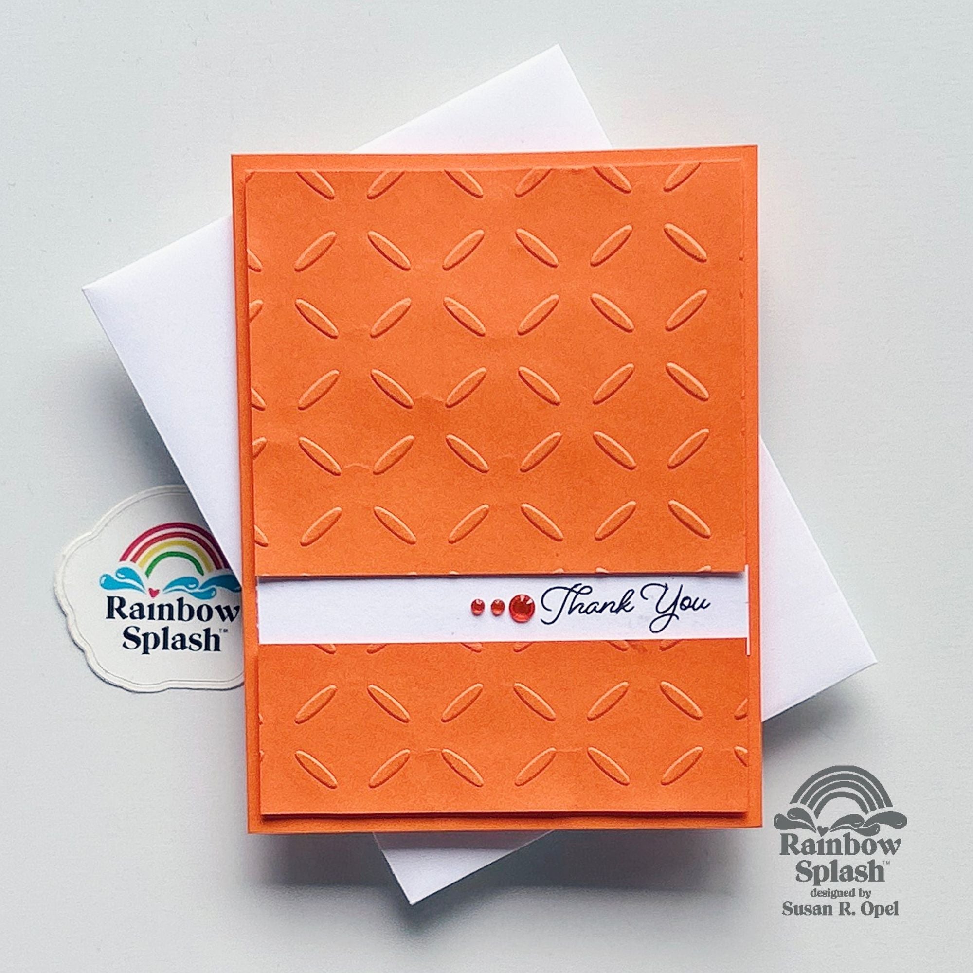 Rainbow Splash Embossing Folder Diamond rsef1 Thank You Card