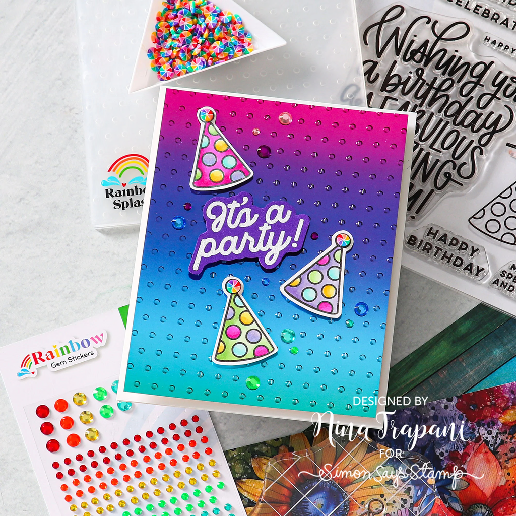 Simon Says Stamps And Dies Put Your Party Hats On set690ph Season Of Wonder Birthday Card