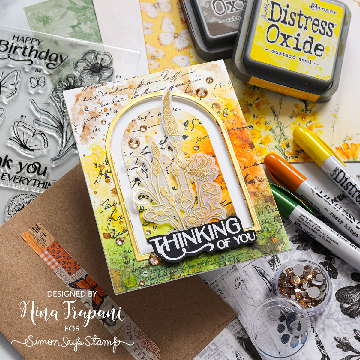 Simon Says Stamp Butterfly Blossoms Wafer Dies 1317sdc Thinking of You Card | color-code:ALT02