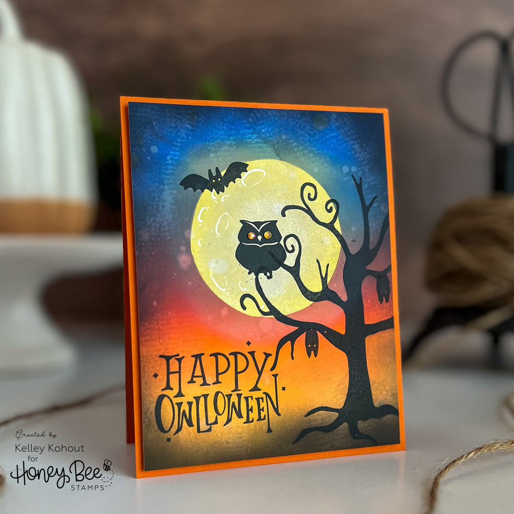 Honey Bee Owlloween Dies hbds-614 Cute Halloween Card