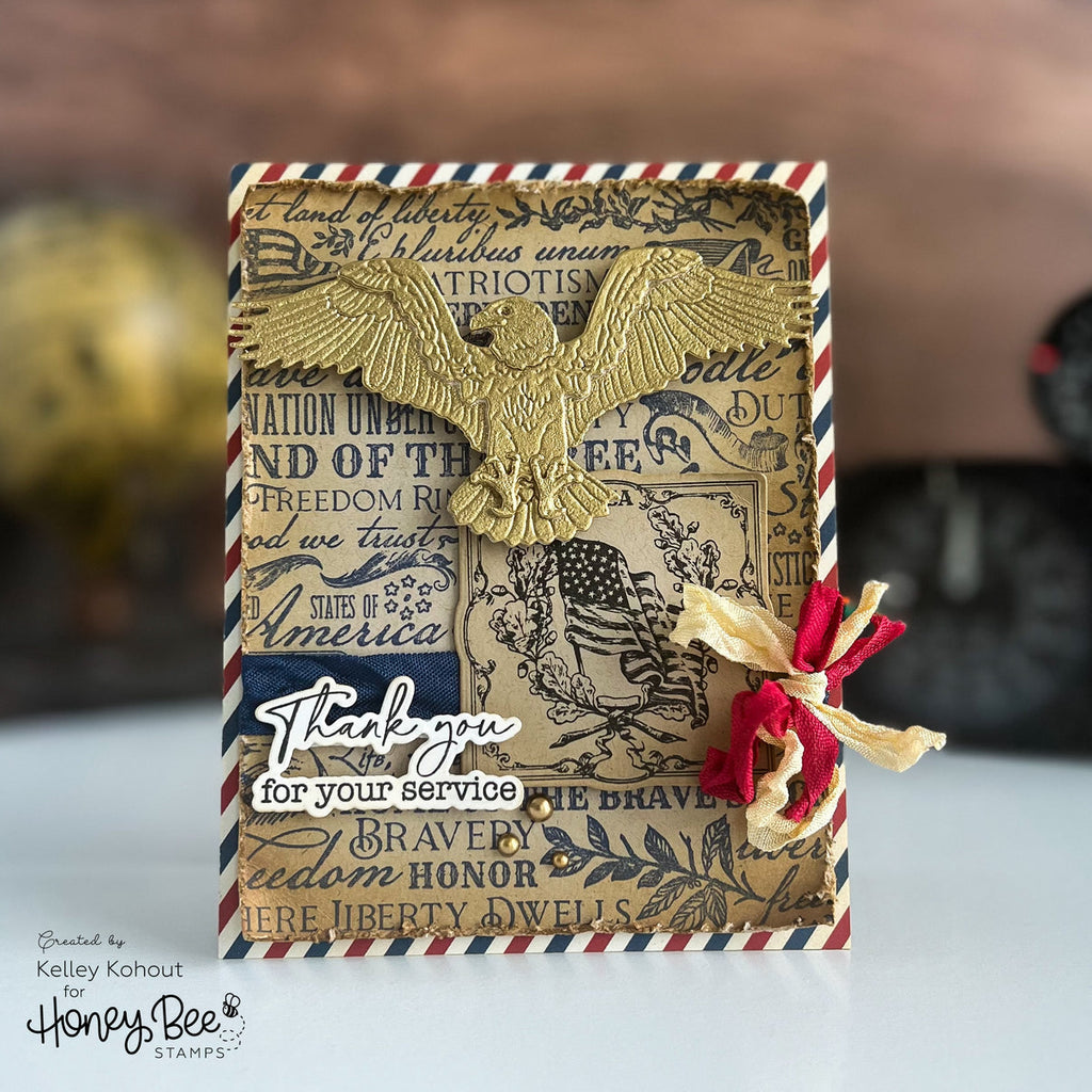 Honey Bee Let Freedom Ring Cling Stamps hbst-596 Veterans Card