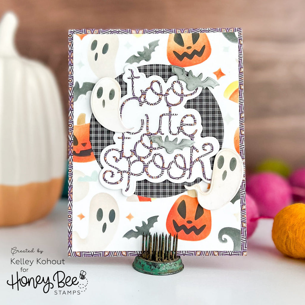 Honey Bee Happy Haunting Stencils And Dies Bundle Too Cute To Spook Card