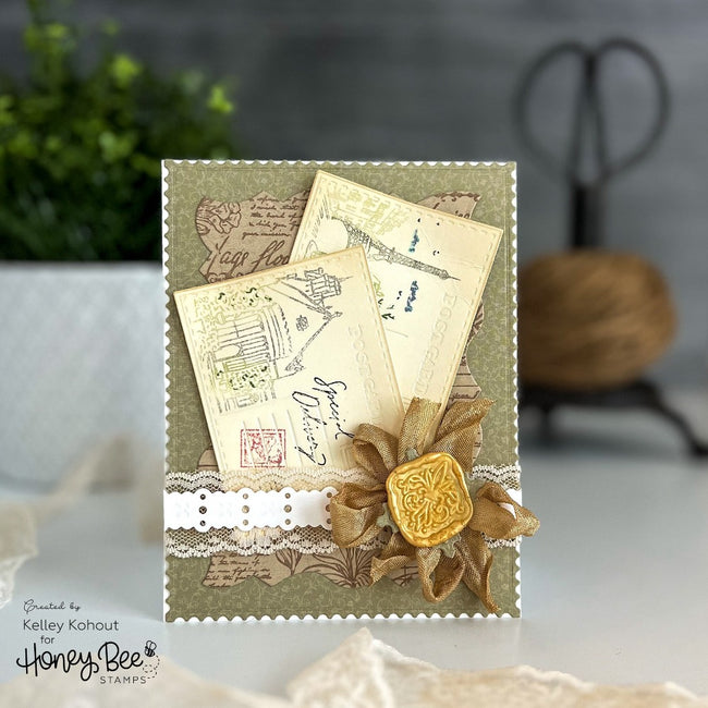 Honey Bee Lovely Layouts Posted Dies hbds-llpstd Vintage Postcard Card