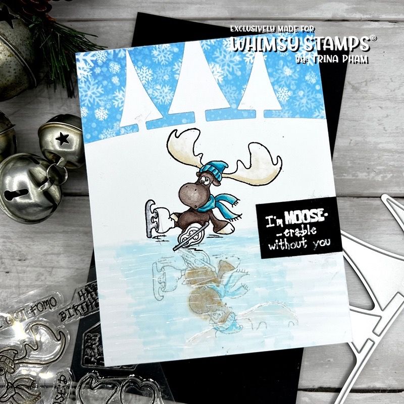 Whimsy Stamps Moose't Wonderful Clear Stamps c1429 Miss you