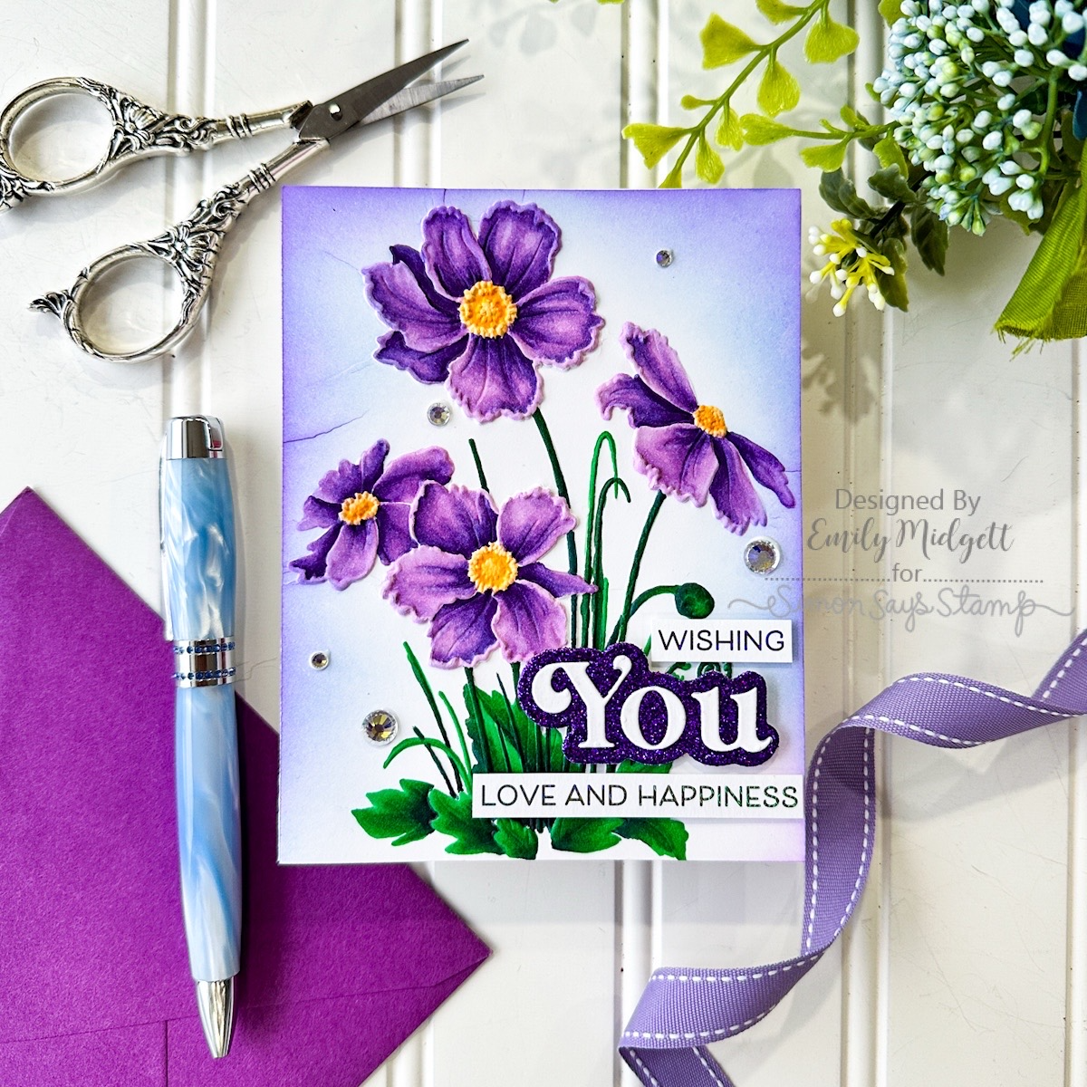 Simon Says Stamp Embossing Folder And Dies Anemone Cluster sfd331 Out Of This World Wedding Card | color-code:ALT03