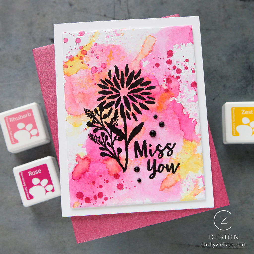 Simon Says Clear Stamps Watercolor Bouquet 2389ssc Miss You Card | color-code:ALT10