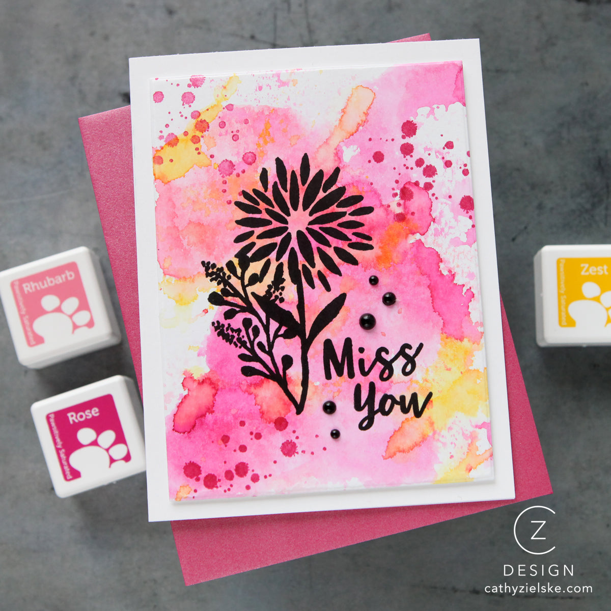 Simon Says Clear Stamps Watercolor Bouquet 2389ssc Miss You Card | color-code:ALT10