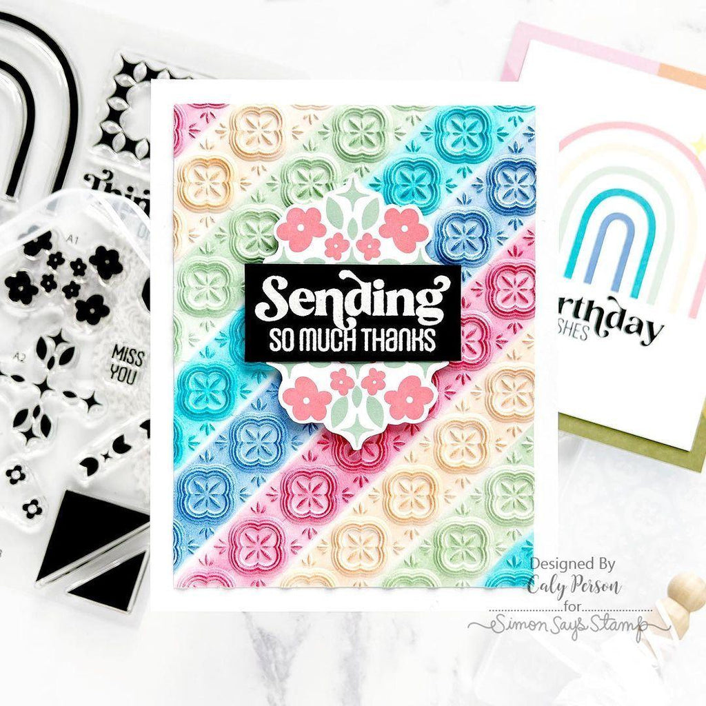 Simon Says Stamp Embossing Folder Margot Tile sf317 Thanks Card | color-code:ALT03