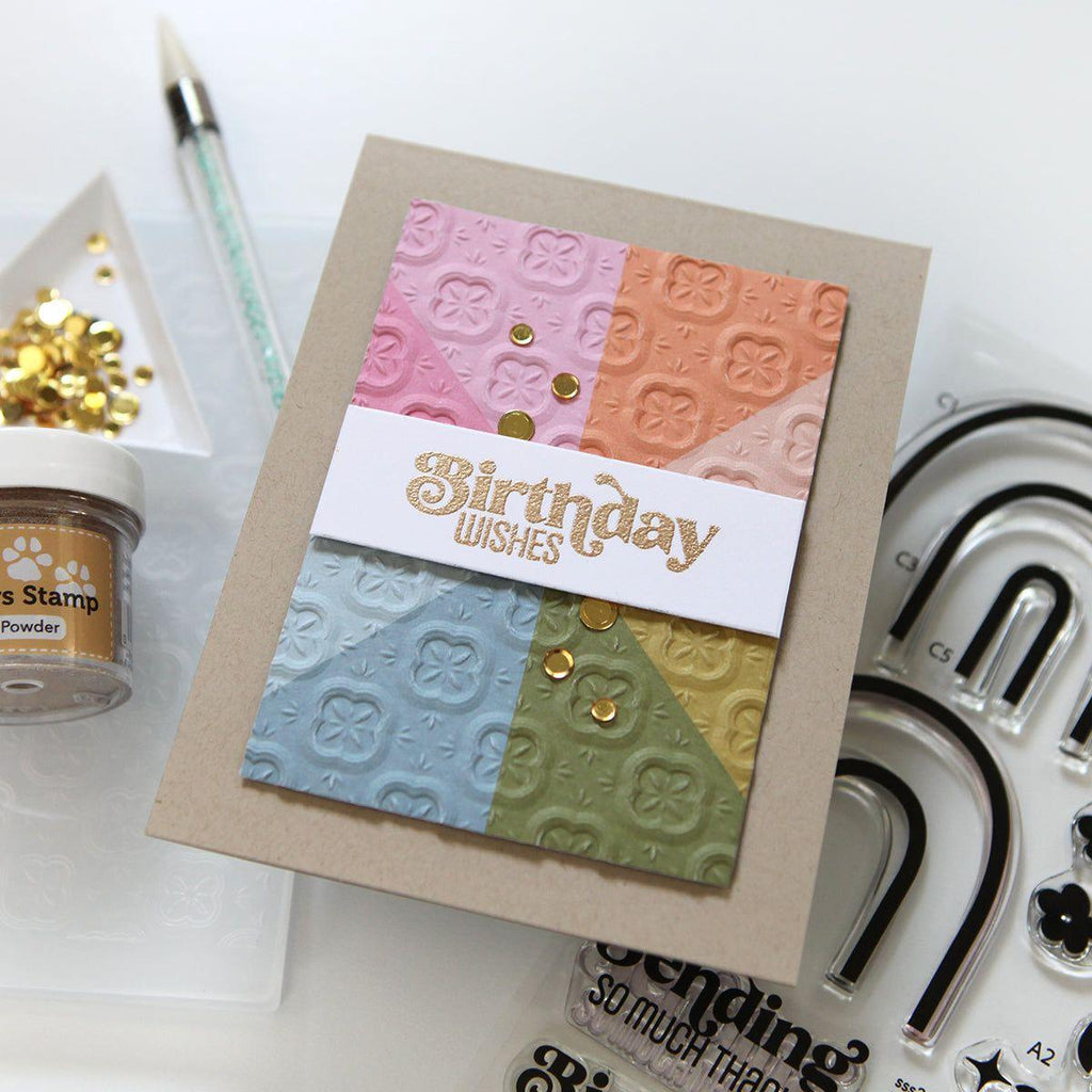Simon Says Stamp Embossing Folder Margot Tile sf317 Birthday Card | color-code:ALT04