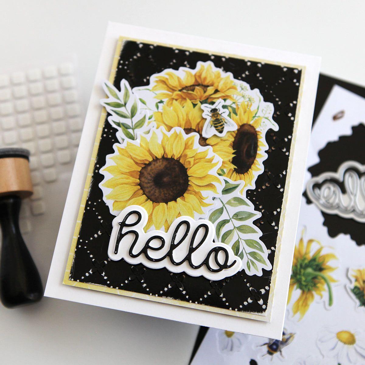 Simon Says Embossing Folder Criss Cross Floral sf347 Hello Card | color-code:ALT02
