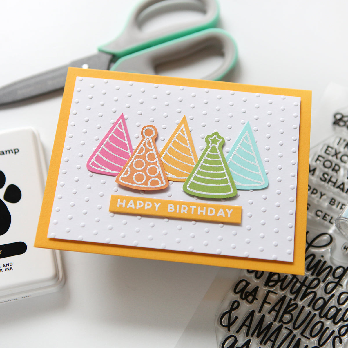 Rainbow Splash Embossing Folder Swiss Dots rsef2 Birthday Card | color-code:ALT01