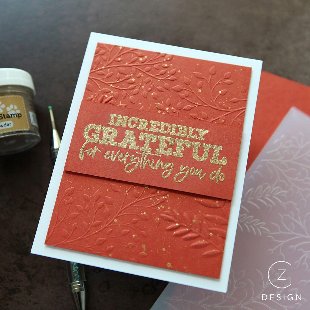 Simon Says Stamp Embossing Folder Wistful Leaves sf333 Grateful Card | color-code:ALT01
