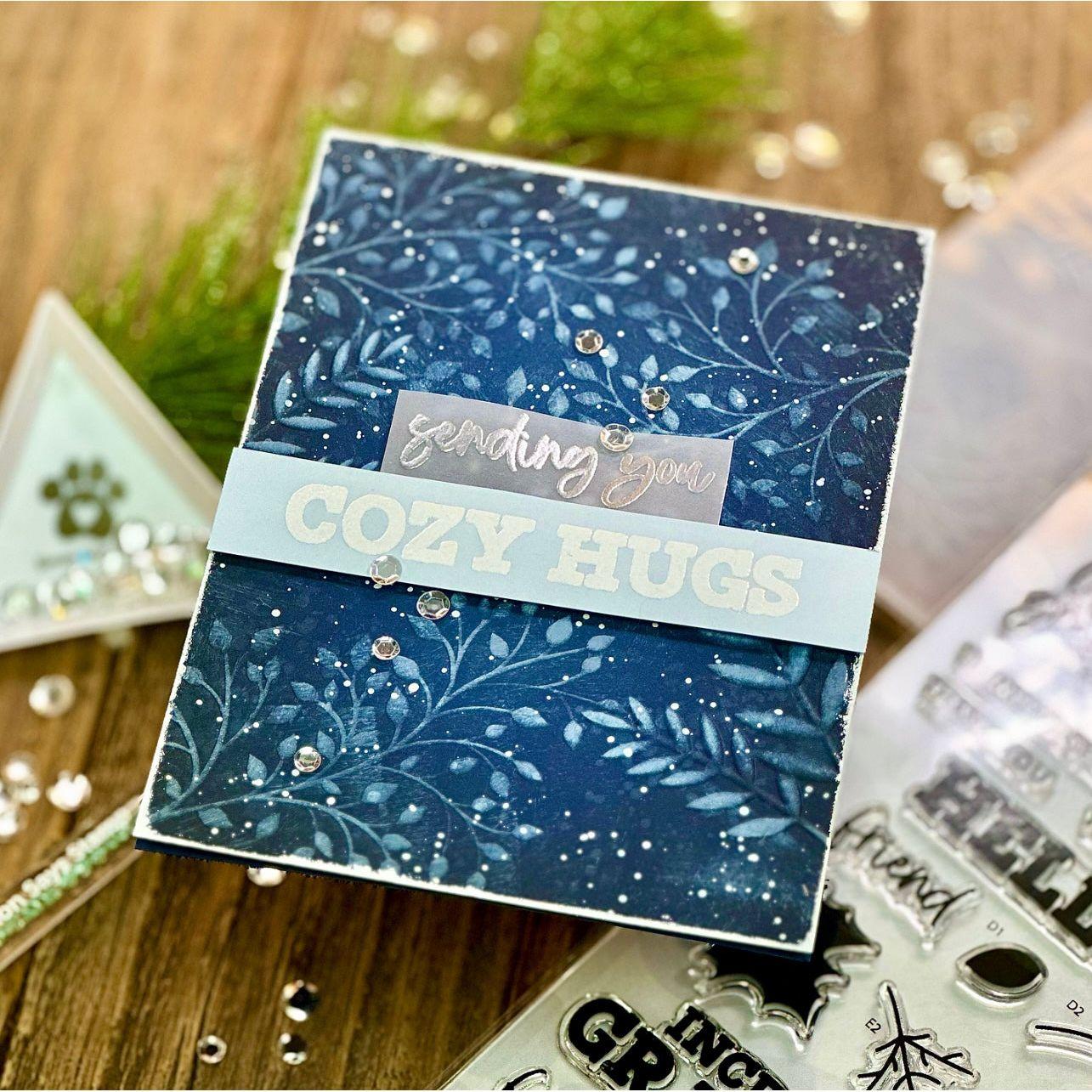 Simon Says Stamp Embossing Folder Wistful Leaves sf333 Hugs Card