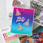 Rainbow Splash Embossing Folder Swiss Dots rsef2 Birthday Card