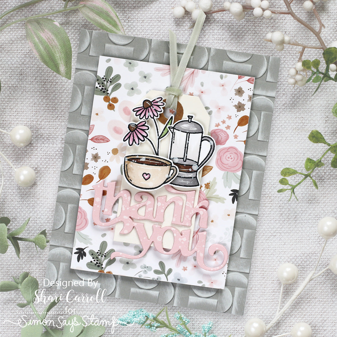 Simon Says Stamp Embossing Folder Demilune sf359 Thank You Card | color-code:ALT02