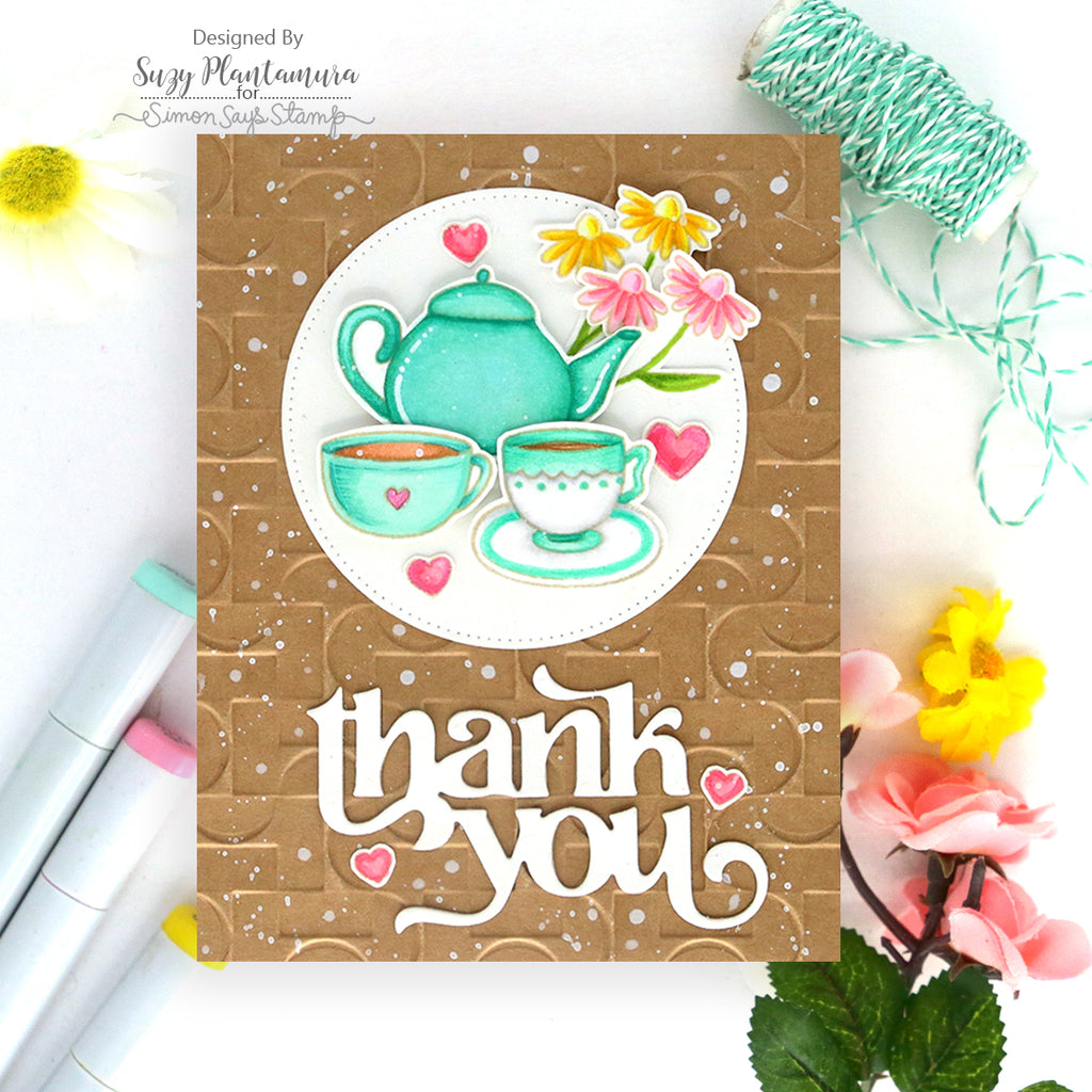 Simon Says Stamp Embossing Folder Demilune sf359 Thank You Card | color-code:ALT05