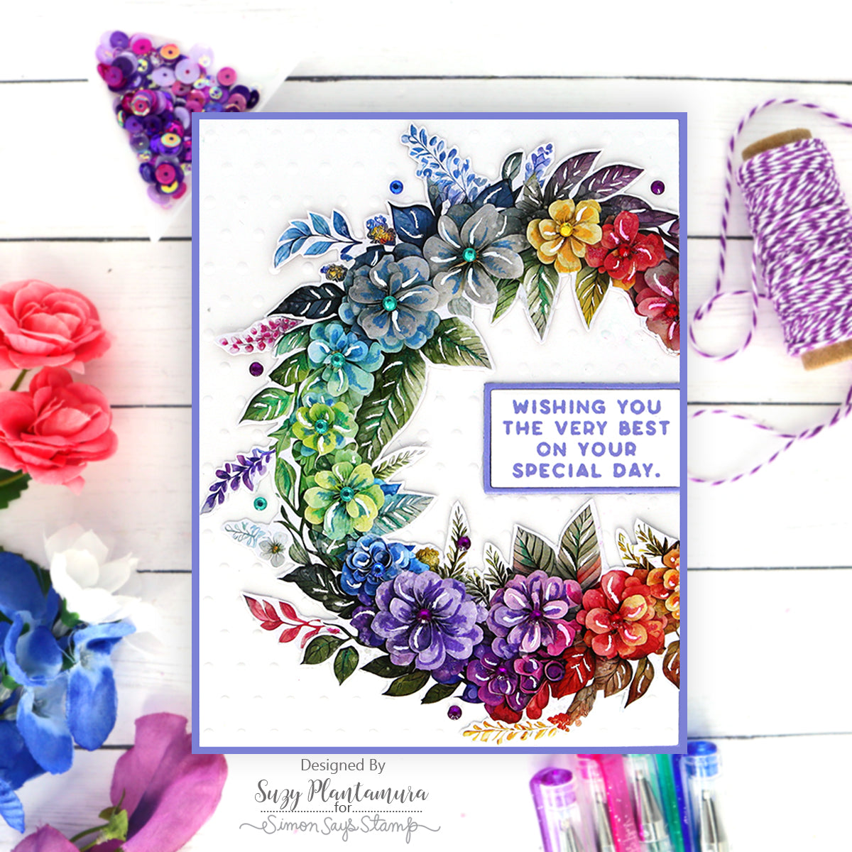 Rainbow Splash Embossing Folder Swiss Dots rsef2 Birthday Card | color-code:ALT07
