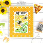Simon Says Embossing Folder Criss Cross Floral sf347 Bee Happy Card | color-code:ALT03