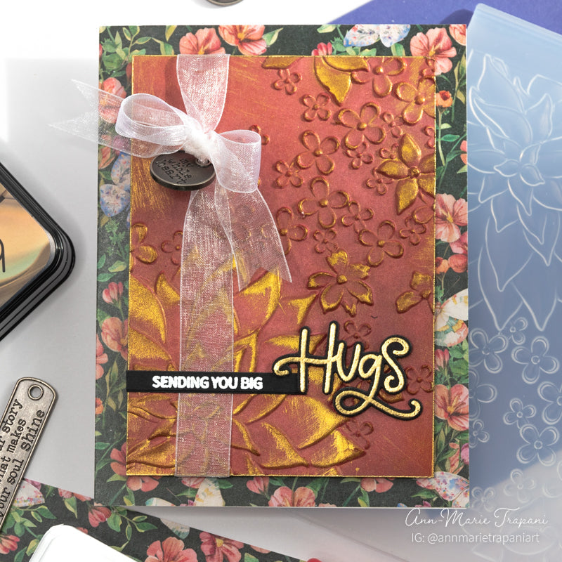 Simon Says Stamp Embossing Folder Drifting Flowers sf479 Hugs Card | color-code:ALT08