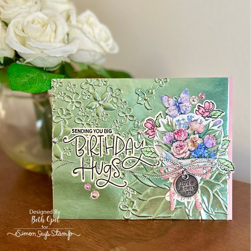 Simon Says Stamp Embossing Folder Drifting Flowers sf479 Birthday Card | color-code:ALT05