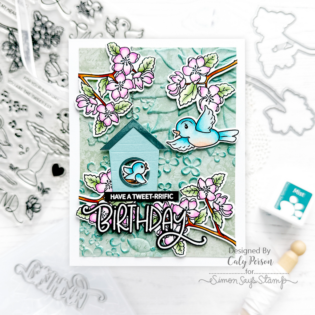 Simon Says Stamp Embossing Folder Drifting Flowers sf479 Birthday Card | color-code:ALT09