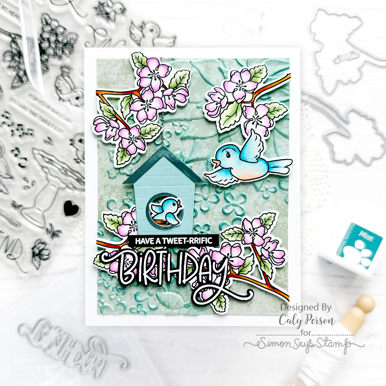 Simon Says Stamp Embossing Folder Drifting Flowers sf479 Birthday Card | color-code:ALT09