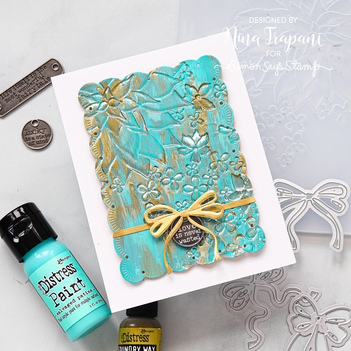 Simon Says Stamp Embossing Folder Drifting Flowers sf479 Love Card | color-code:ALT04