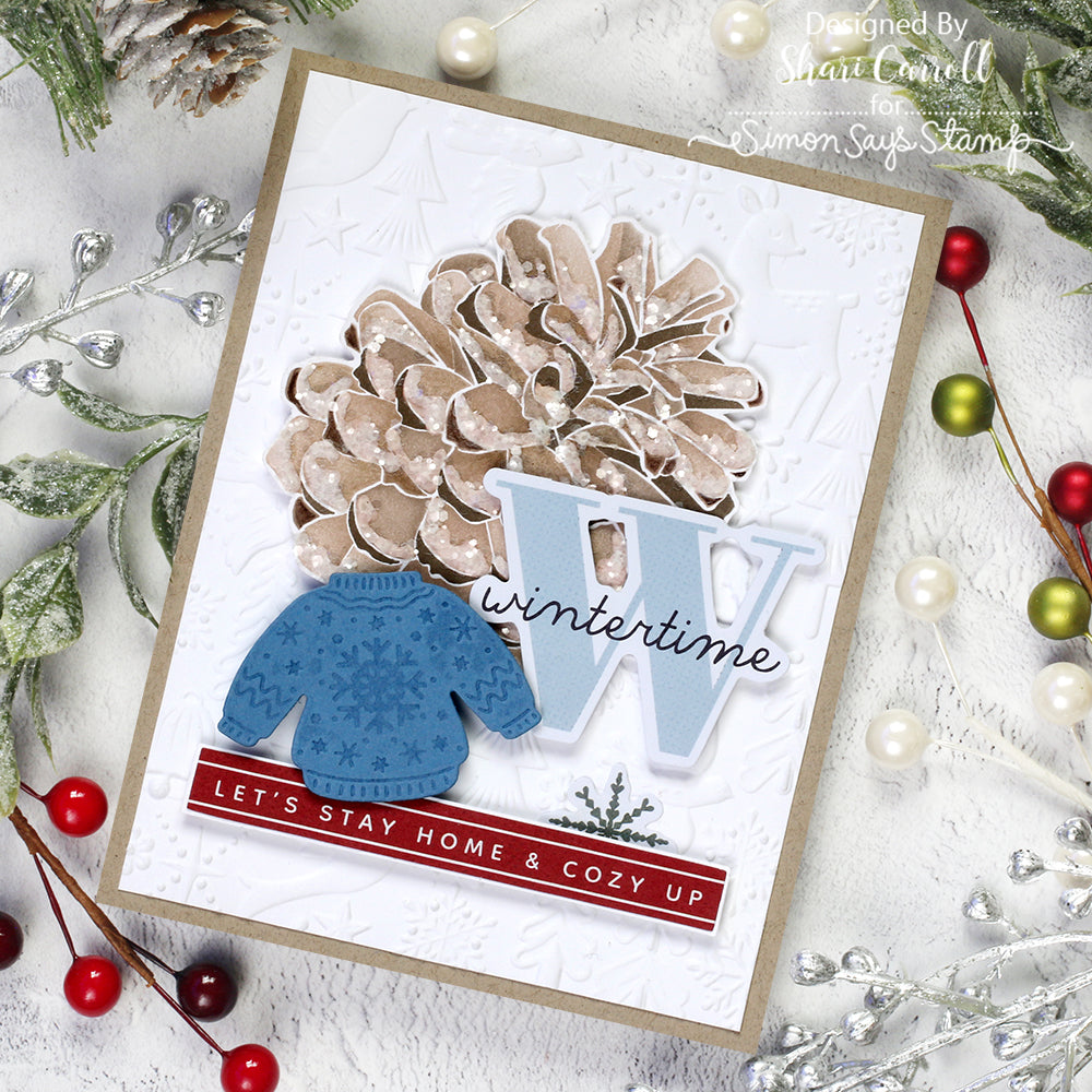 Simon Says Stamp Embossing Folder and Cutting Dies Winter Season sfd560 Holiday Card