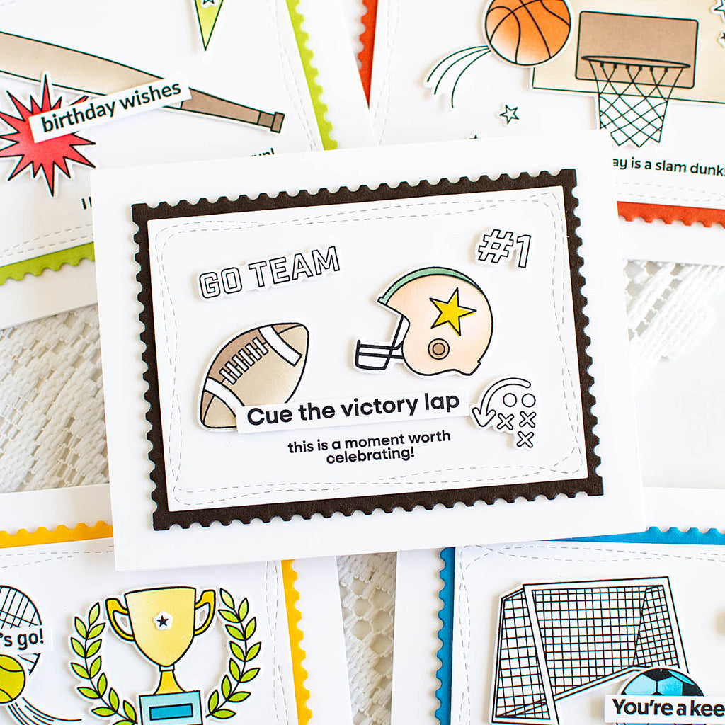 Rainbow Splash Stencil Football rss109c Congrats Card | color-code:ALT01