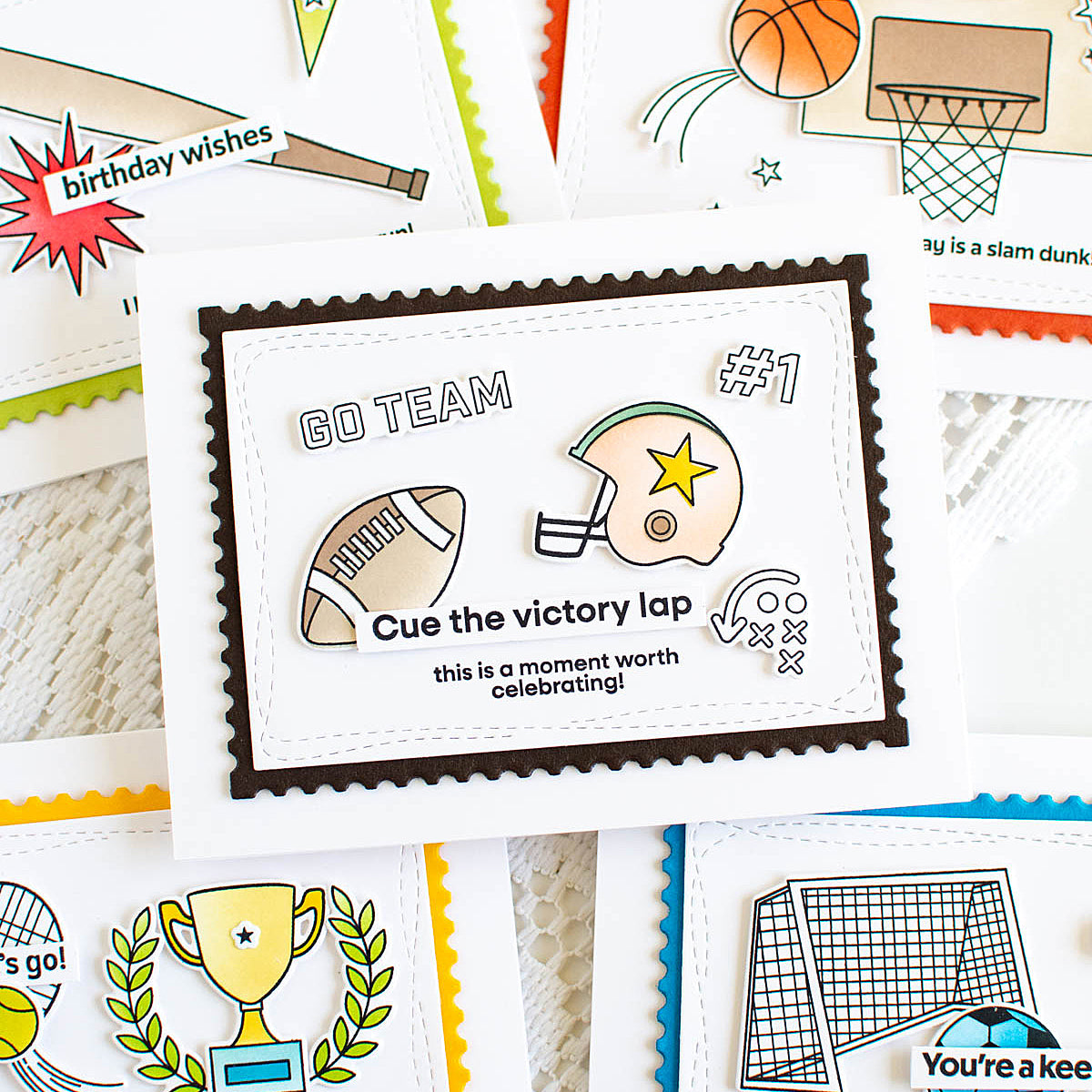 Rainbow Splash Stamps and Dies Football rs39set Congrats Card | color-code:ALT0
