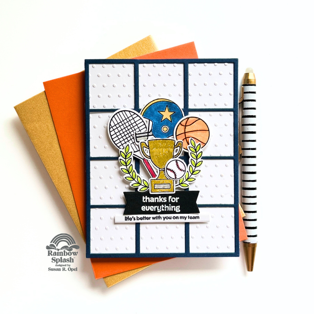 Rainbow Splash Wafer Dies Football rsd607c Thanks Card
