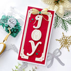 Pinkfresh Studio Ornate Rectangle Frame Dies pf120es Holiday Joy Slimline Card