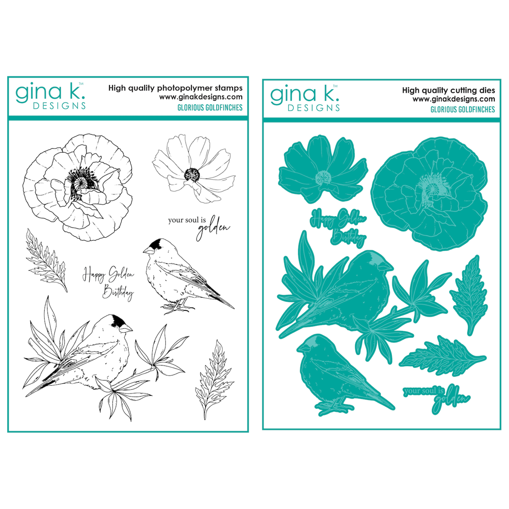 Gina K Designs Glorious Goldfinches Clear Stamps and Dies Set