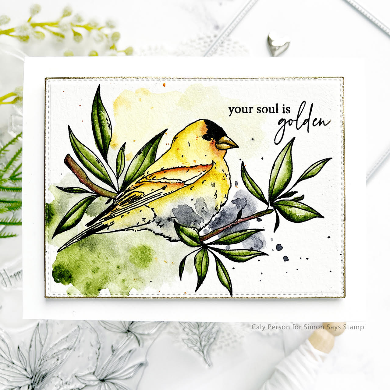 Gina K Designs Glorious Goldfinches Clear Stamps and Dies Set Your Soul is Golden | color-code:ALT01